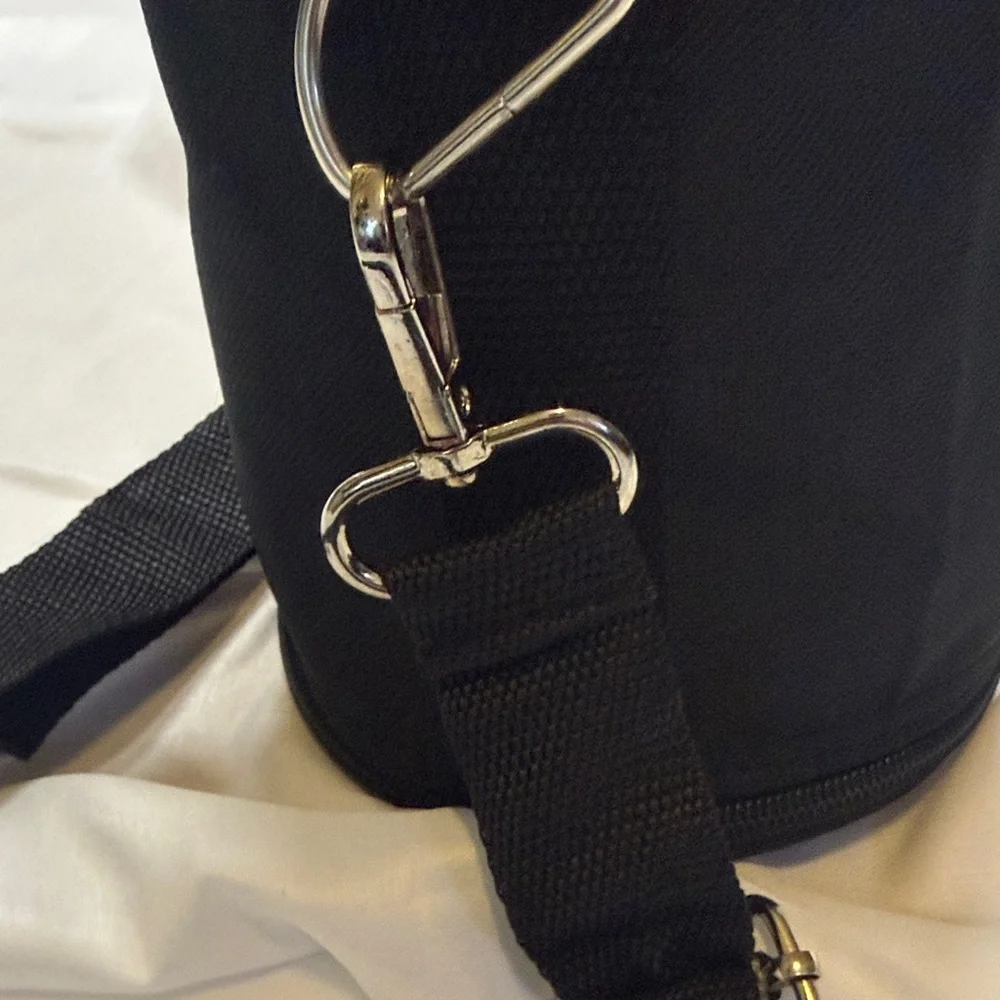Black Portable Bottle Carrier with Adjustable Strap